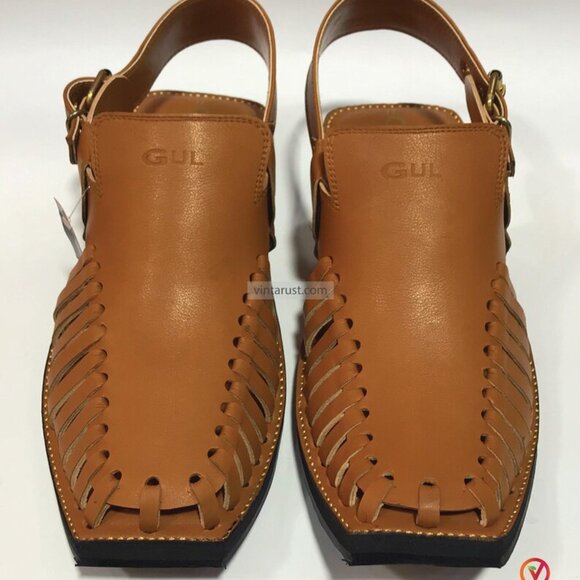 Handmade Tan Leather Peshawari Chappal: Classic Men's Sandal - Picture 6 of 7